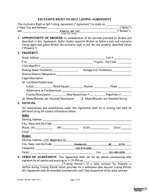 Exclusive Right to Sell Listing Agreement