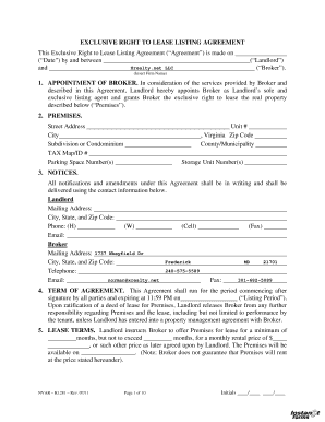 Exclusive Right to Lease Listing Agreement