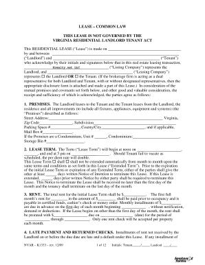 Virginia Residential Lease Agreement