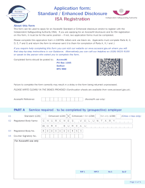 AccessNI Standard/Enhanced Disclosure and ISA Registration Form