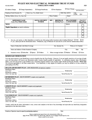 Puget Sound Electrical Workers Trust Funds Enrollment Form
