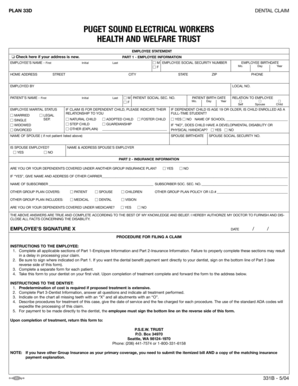 Puget Sound Electrical Workers Dental Claim Form