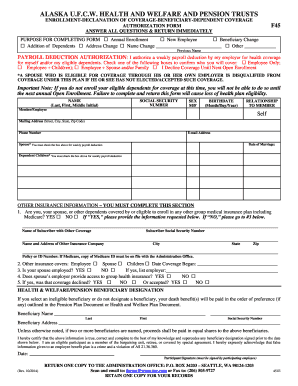 Alaska U.F.C.W. Health and Welfare Pension Trusts Enrollment Form