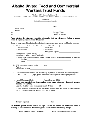 Alaska United Food and Commercial Workers Trust Funds Claim Form