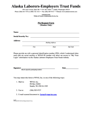 Alaska Laborers-Employers Trust Funds PIN Request Form