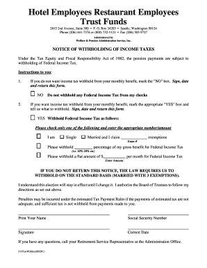 Notice of Withholding of Income Taxes