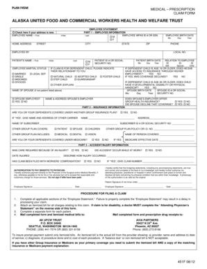 Alaska UFCW Medical Claim Form