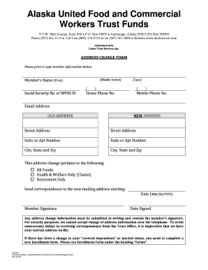 Alaska United Food and Commercial Workers Trust Funds Address Change Form