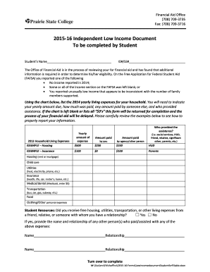 2015-16 Independent Low Income Document