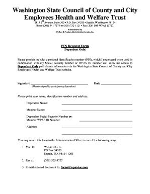 Washington State PIN Request Form