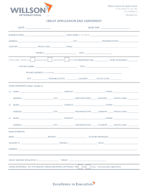 Credit Application and Agreement