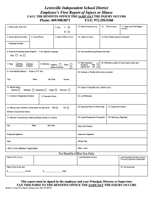 Employee's First Report of Injury or Illness