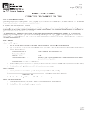 Beneficiary Change Form
