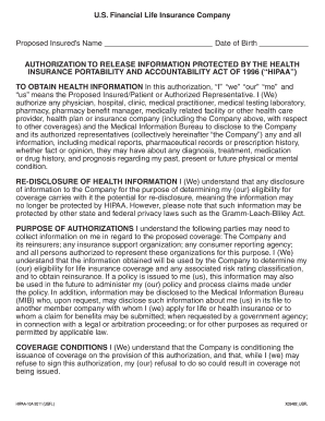HIPAA Authorization for Life Insurance