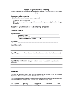 Report Requirements Gathering Form
