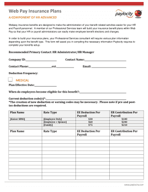 Web Pay Insurance Plans Form