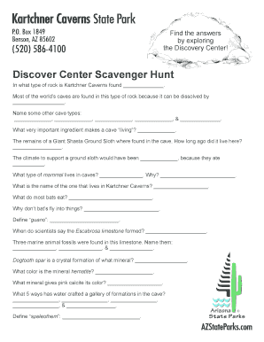 Kartchner Caverns Scavenger Hunt