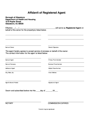 Affidavit of Registered Agent