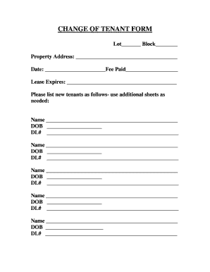 Change of Tenant Form