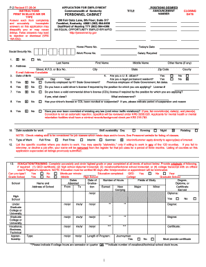 Kentucky Application for Employment