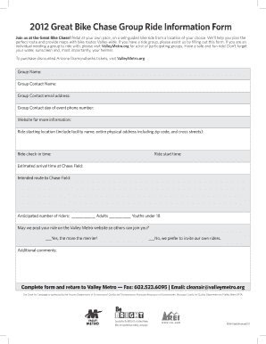 Valley Metro Bike Ride Registration Form