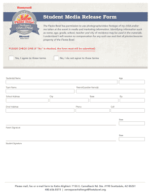 Student Media Release Form