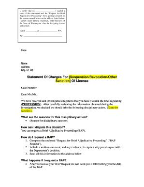 Washington License Sanction Notice