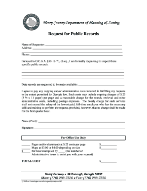 Henry County Public Records Request Form