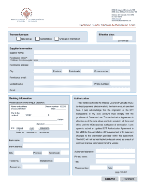 Electronic Funds Authorization Form
