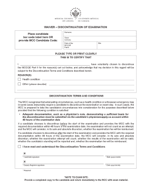 MCCQE Part II Discontinuation Waiver