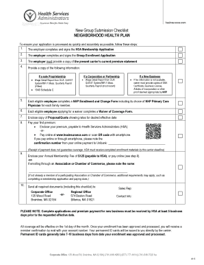 Neighborhood Health Plan Group Enrollment Checklist