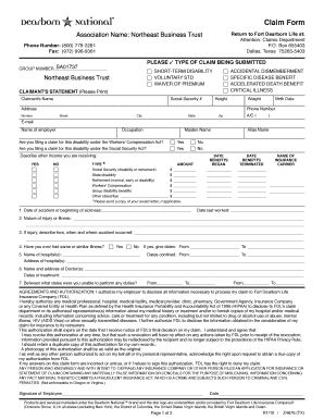 Fort Dearborn Life Insurance Claim Form