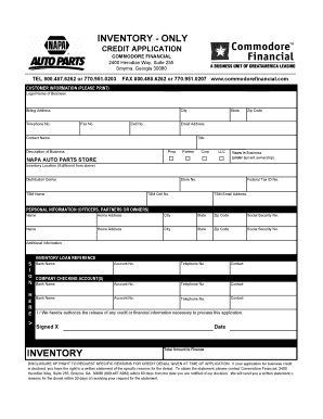 Commodore Financial Credit Application