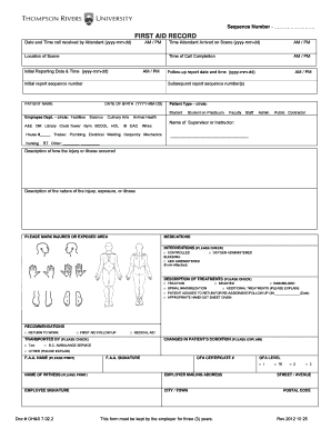 First Aid Record Form