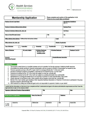 Health Insurance Membership Application