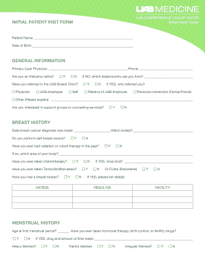 INITIAL PATIENT VISIT FORM GENERAL INFORMATION - Fill and Sign ...