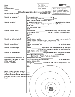 Living Things and the Environment Worksheet