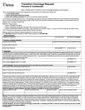 Aetna Transition of Care Coverage Request