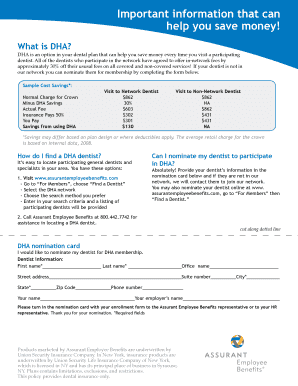 DHA Dentist Nomination Form