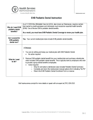 EHB Pediatric Dental Enrollment Form