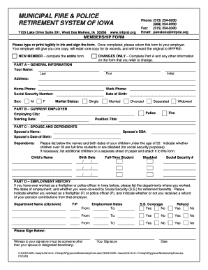 Municipal Fire & Police Retirement System Membership Form