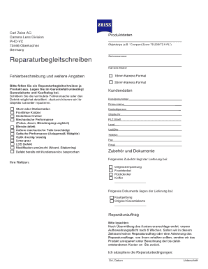 Reparaturbegleitschreiben