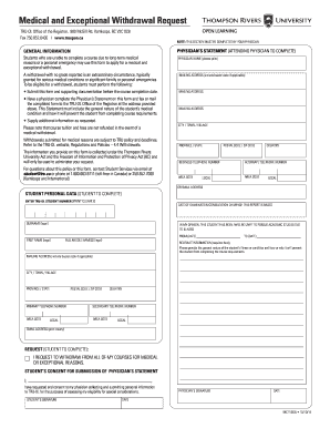 Medical and Exceptional Withdrawal Request Form