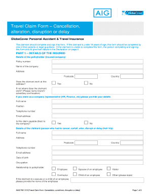 GlobeCover Travel Insurance Claim Form