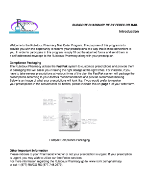 Rubidoux Pharmacy Mail Order Prescription Form