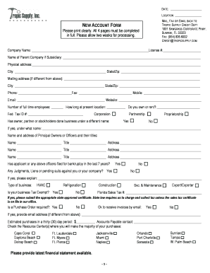 Tropic Supply Credit Application Form