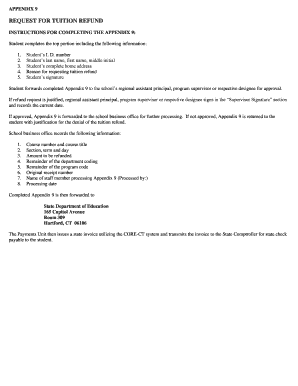 Connecticut Tuition Refund Request Form