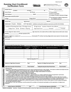 Running Start Enrollment Verification Form