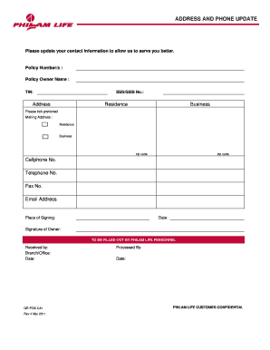 Address and Phone Update Form