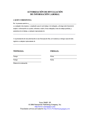 AUTORIZACIÓN DE DIVULGACIÓN DE INFORMACIÓN LABORAL